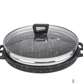 بهترین تابه گریل دو طرفه درب پیرکس سوپاپ دار ارتفاع 7 سانت قطر 28 گرانیتی نانو نچسب