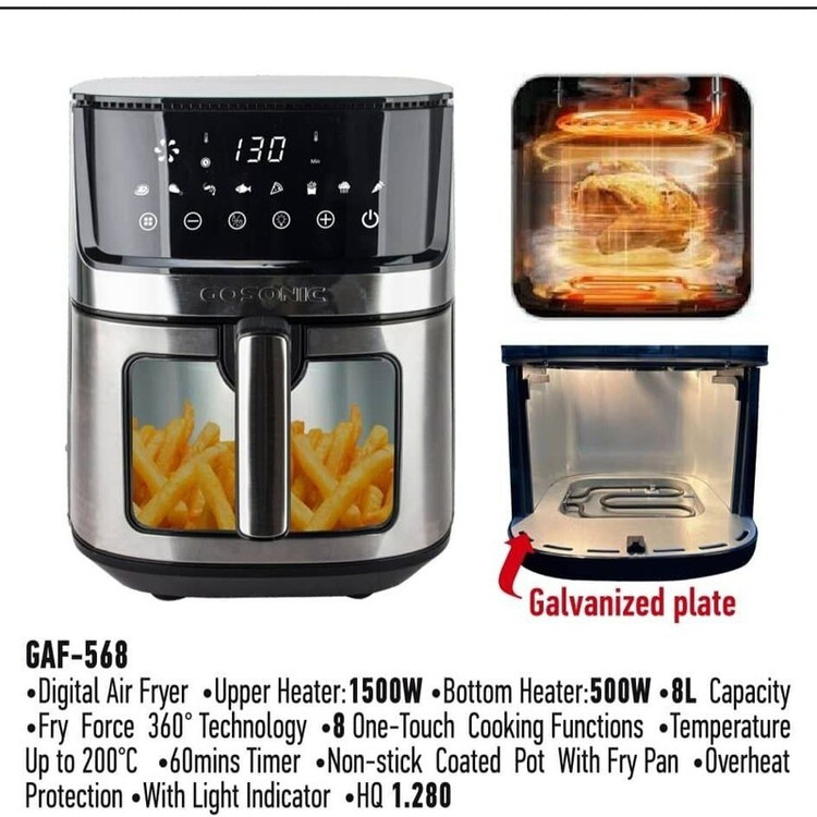 خرید و قیمت پرفروشترین سرخ کن گاسونیک  کد 568 دو المنت  داخل ورق گالوانیزه گنجایش 8L