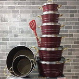 خرید وقیمت سرویس قابلمه 15 پارچه دسته طلایی گرانیت درجه یک