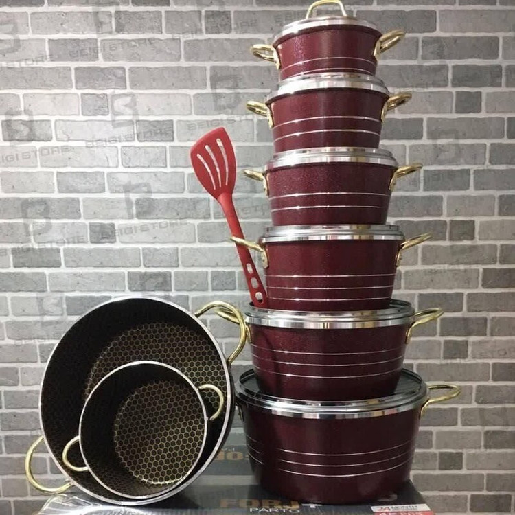 خرید وقیمت سرویس قابلمه 15 پارچه دسته طلایی گرانیت درجه یک