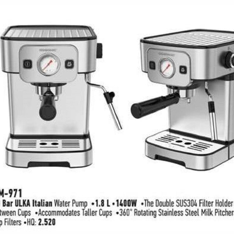 خرید و قیمت گوسونیک GOSONIC اسپرسو ساز کد 971 بدنه جدید استیل درجه دار لوازم خانگی homzy.ir