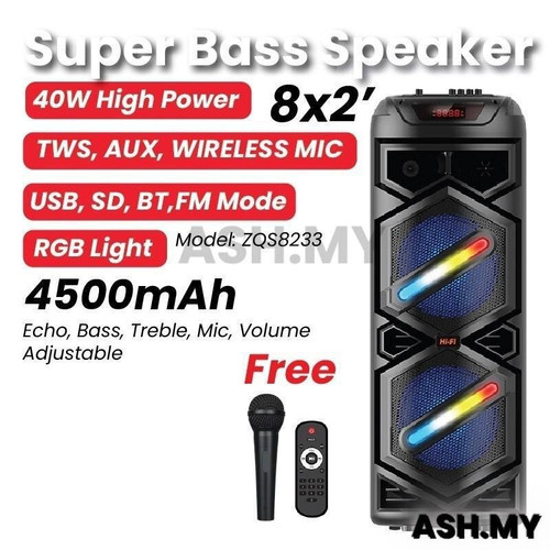 خرید و فیمت اسپیکر Zqs 8233 اسپیکر بلوتوثی با میکروفون و کنترل