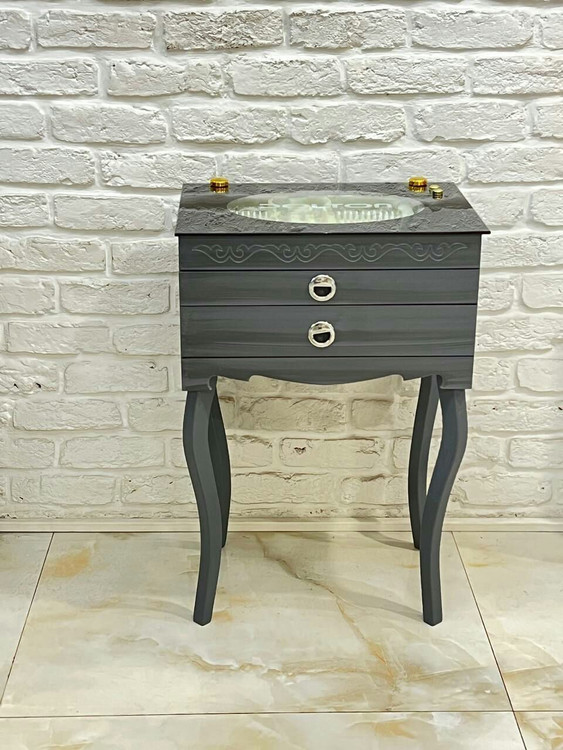 بهترین کنسول قاشق چنگال مارک دالتون پایه دار دارای 2 کشو جک دار رنگ سفید، قهوه ای، خاکستری