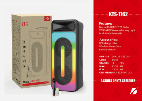 خرید و قیمت اسپیکر بلوتوثی 1762 کابل شارژ میکروفون و کنترل ارتفاع حدود 65 سانت 2 در8