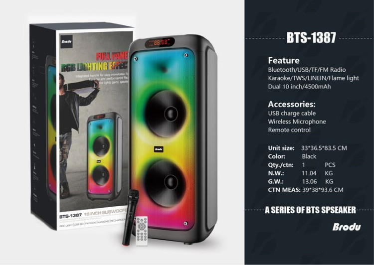 خرید اسپیکر بلوتوثی 1387 یک متری میکروفون و ریموت دارد 85 سانت