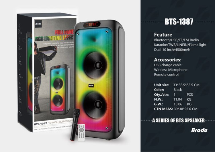 خرید اسپیکر بلوتوثی 1387 یک متری میکروفون و ریموت  دارد 85 سانت