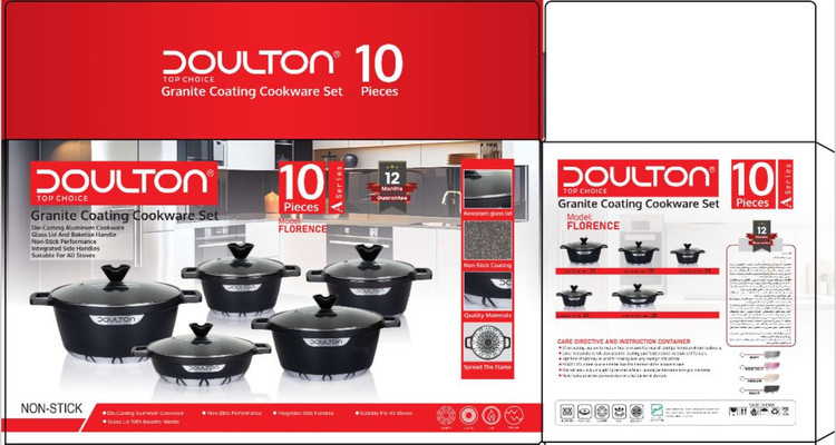 خرید سرویس قابلمه چدن ده پارچه سری A دالتون ۳۲ ، ۲۸ و ۲۴ و ۲۰ ، تابه ۲۸