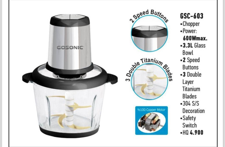 خرید و قیمت خردکن گاسونیک 603 بزرگ غذاساز گوسونیک تیغه استیل 6 پر