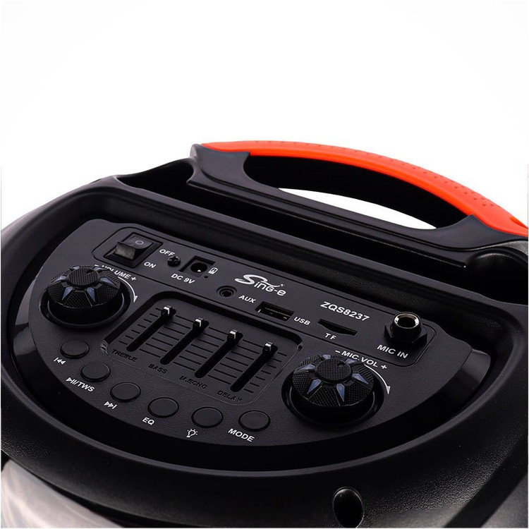 خرید بهترین اسپیکر بلوتوثی Sing-E ZQS8237 رم و فلش خور میکروفون و ریموت کنترل ارتفاع حدود 85 سانت