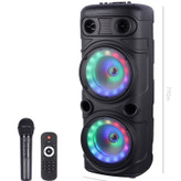 پرفروشترین اسپیکر 8227s zqs sing.e دارای میکروفن بیسیم و کابل شارژ ریموت کنترل دار ارتفاع حدود 80سانت 16 اینچ 2 در8