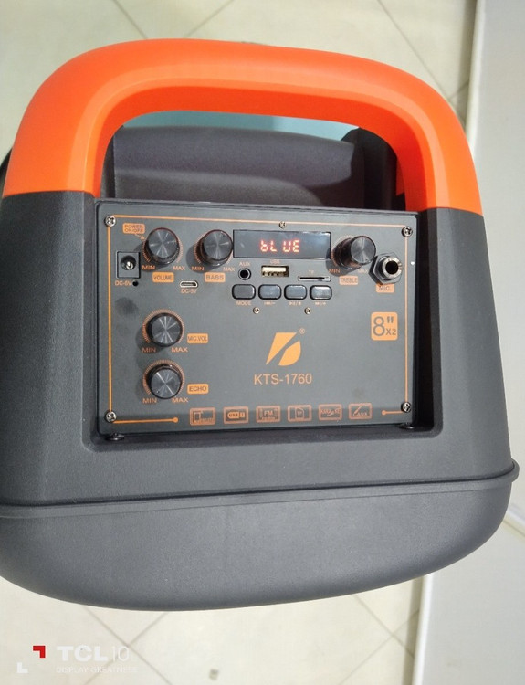 خرید اسپیکر بلوتوثی شارژی مدل kts 1760 دارای کابل شارژ کنترل و میکروفون 2 در 8 اینچ ارتفاع حدود65