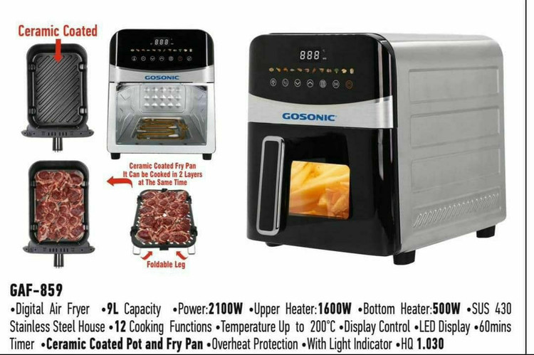 جدیدترین و بهترین سرخ کن ۹ لیتر گوسونیک دو المنت کد 859 برند گاسونیک