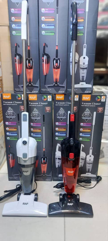 بهترین مارک جارو پرتابل عصایی راف  کد 8673 در دو رنگ (قرمز و سفید) 600 وات حجم مخزن 0.5 لیتر مجهز به کابل 4 متری