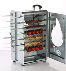 خرید و قیمت جدید بهترین کباب پز ۱۴ سیخ گازی موتور دار برقی درب شیشه ای نشاندهنده ی میزان پخت