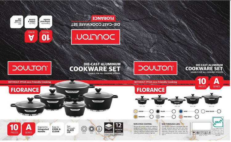 بهترین مارک سرویس قابلمه چدن ده پارچه سری A دالتون ۳۲ ، ۲۸ و ۲۴ و ۲۰ ، تابه ۲۸