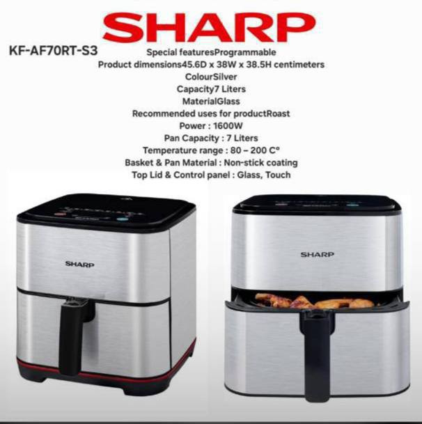 خرید و قیمت بهترین سرخ کن شارپ اصلی 7 لیتر استیل 1600 وات درجه یک مدل AF70