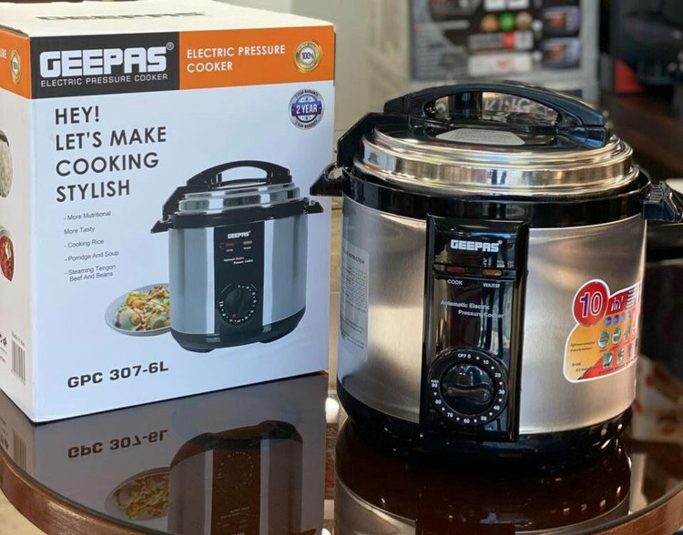 خرید و قیمت جدید زودپز برقی برند جی پاس GEEPAS مدل 307 دارای تایمر ظرفیت 6 لیتری جیپاس