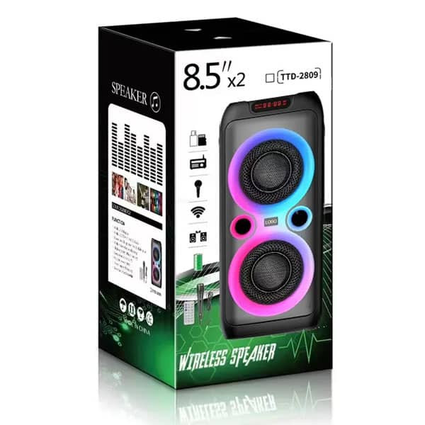 اسپیکر چمدانی بلوتوثی رم و فلش خور مدل TTD 2809 بهمراه میکروفون و ریموت کنترل