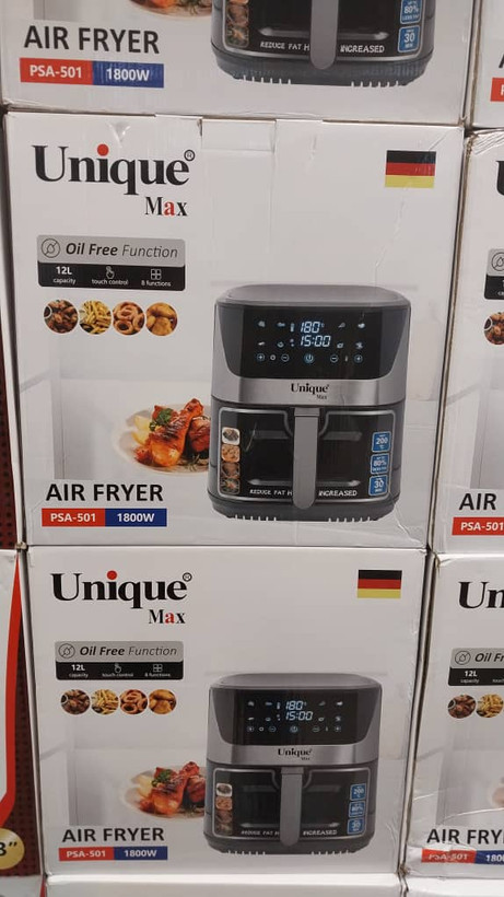 سرخکن ۱۲ لیتری یونیک مدل 501 داخل استیل جلو پنجره هواپز رژیمی بدون روغن یونیک