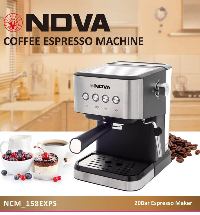 ارزانترین اسپرسو ندوا مدل 158 بیست بار چهار دکمه نما استیل درجه یک