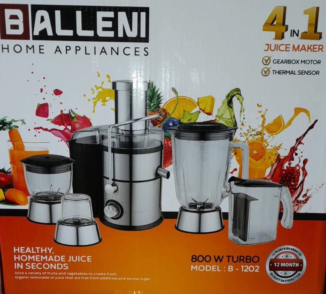 گارانتی شرکتی آبمیوه گیری بالنی B-1202 پایه استیل گلویی استیل دارای مخلوط کن و آسیاب و خردکن