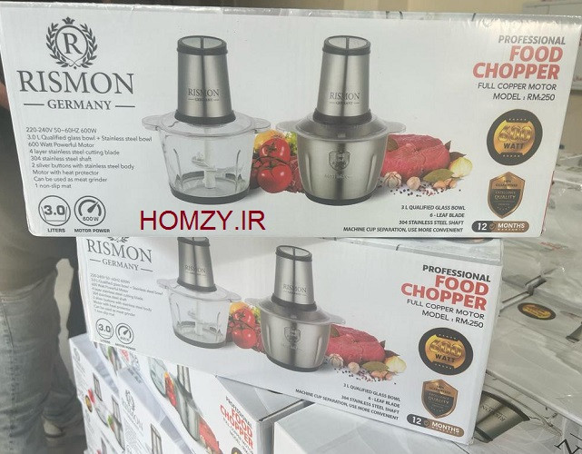 خردکن برقی دو کاسه بزرگ و پرقدرت ریسمون مدل MR 97 حجم حدود 6 لیتر بهمراه تیغه یدک دارای 18 ماه گارانتی شرکت معتبر