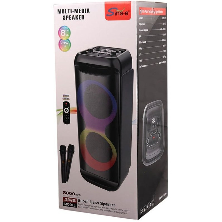 اسپیکر بلوتوثی ZQS 8288 دو باند 8 اینچ به همراه 2 عدد میکروفون