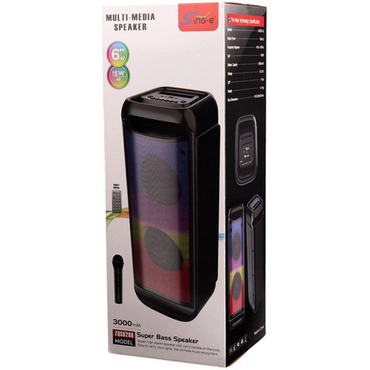 اسپیکر چمدانی بی سیم قابل حمل Sing-E مدل ZQS-6288 همراه با میکروفون و ریموت کنترل