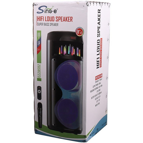 ارزانترین اسپیکر چمدانی بلوتوثی رم و فلش خور Sing-E ZQS8223 + میکروفون و ریموت کنترل