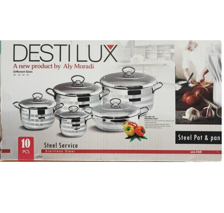 ارزانترین سرویس قابلمه استیل 10پارچه دستی لوکس
