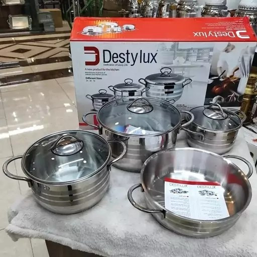 خرید ارزانترین سرویس قابلمهی ۷ پارچه استیل دستی لوکس