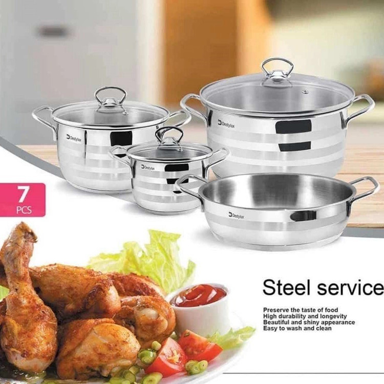 بهترین سرویس قابلمهی ۷ پارچه استیل دستی لوکس