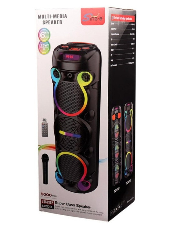 خرید اسپیکر چمدانی بی سیم قابل حمل سینگ ای مدل ZQS6302 همراه با میکروفون