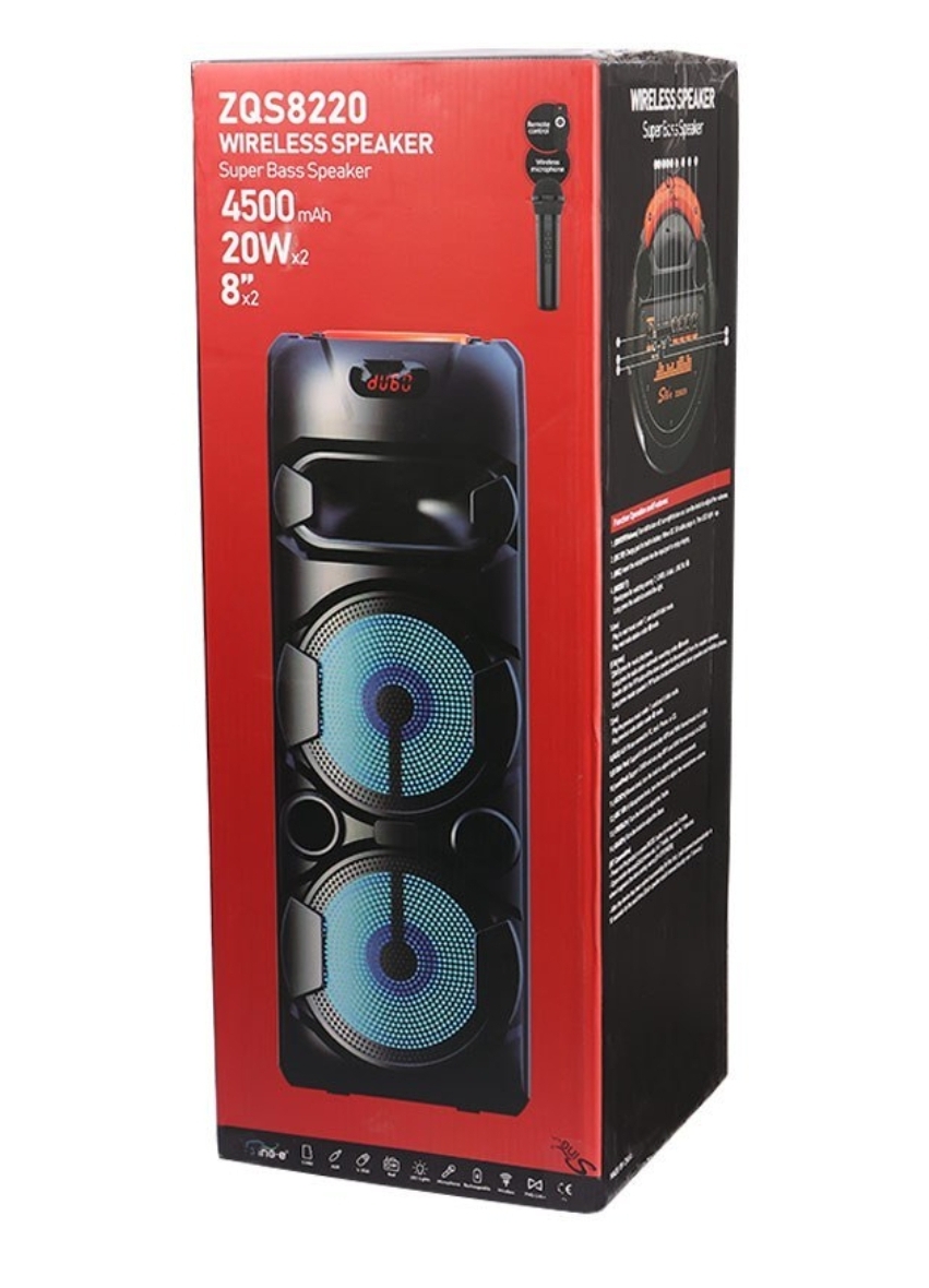 خرید اسپیکر چمدانی بلوتوثی رم و فلش خور Sing-E ZQS8220 + میکروفون و ریموت