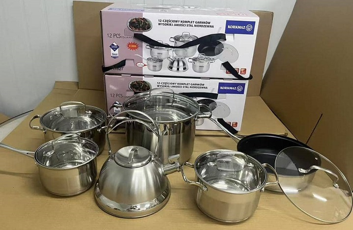 محکم ترین سرویس قابلمه 12 پارچه کرکماز کتری دار درب پیرکس