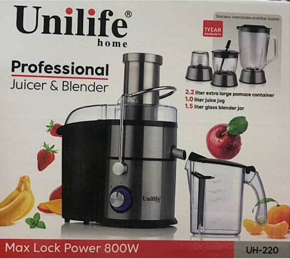 کاملترین آبمیوه گیری یونی لایف مدل UH 220 ظرفیت ۳ لیتر چهار کاره