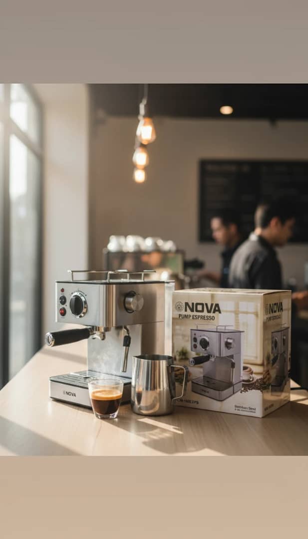 قشنگ ترین اسپرسو ساز نوا مدل NCM-140 ظرفیت ۱.۲ لیتر با فیلتر استیل