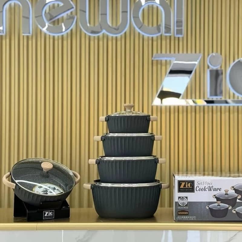 زیباترین سرویس قابلمه ۱۰ پارچه چدن زیو مدل ZCS-8590