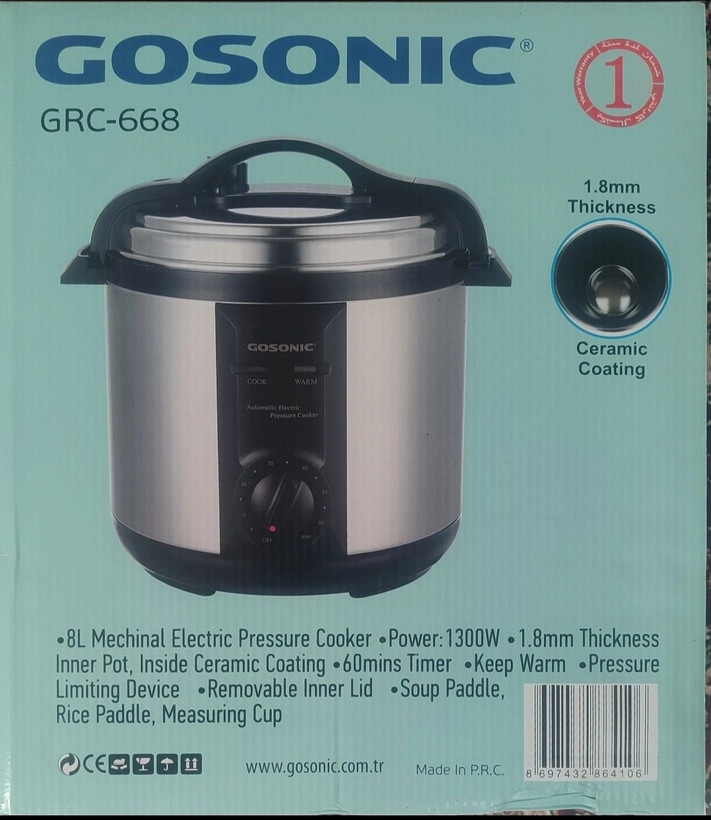 کاملترین زودپز برقی گوسونیک مدل GRC668 ظرفیت ۸ لیتر