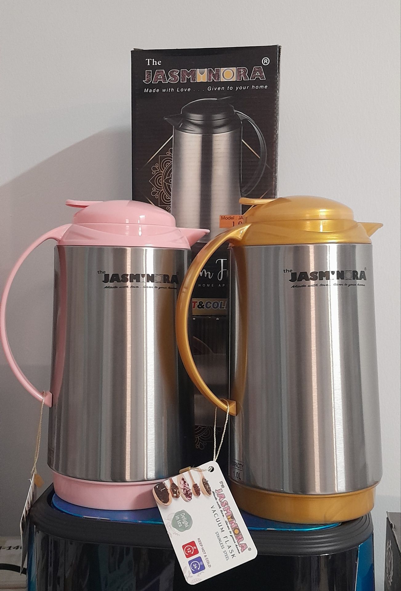 ارزانترین فلاسک جاسمین نورا  یک لیتری بدنه استیل