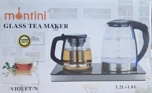 ارزانترین و بهترین چای ساز مونتینی مدل VIOLET-N ظرفیت ۲ لیتر با کتری پیرکس