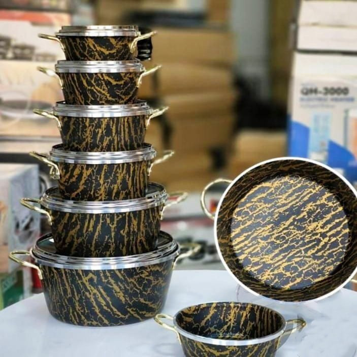 بهترین و با کیفیت ترین سرویس قابلمه گرانیتی ۱۴ پارچه ماربل