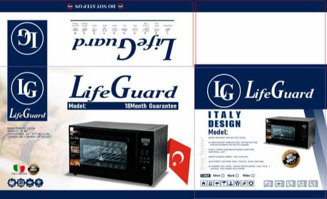 ارزانترین و بهترین توستر لایف گارد 60 لیتری دو المنت دارای سینی لعابی و سینی استیک پز بدون فن