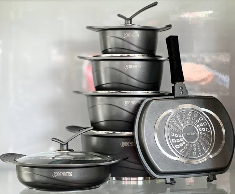 ارزانترین سرویس قابلمه چدن گرانیت ۱۲ پارچه رودنبرگ