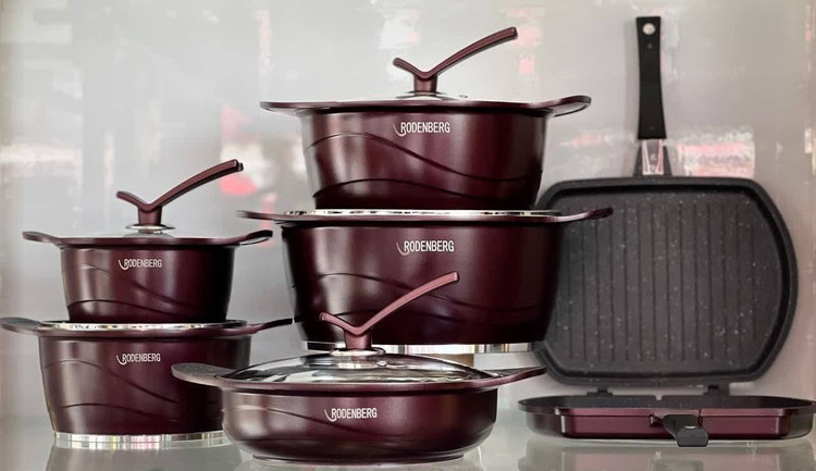 محکم ترین سرویس قابلمه چدن گرانیت ۱۲ پارچه رودنبرگ