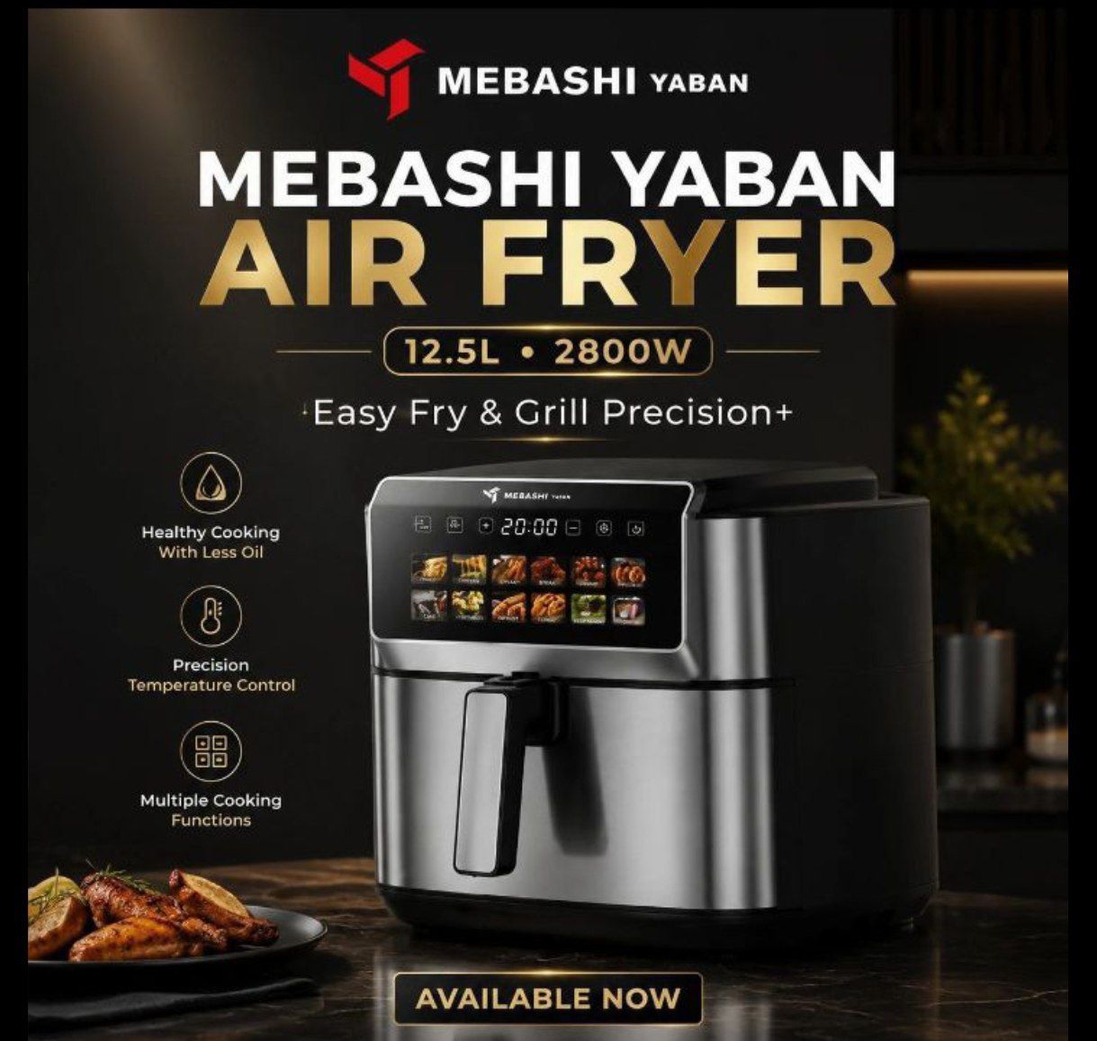 سرخ کن بدون روغن مباشی مدل MB9220 ظرفیت ۱۲/۵ لیتر منو تبلتی