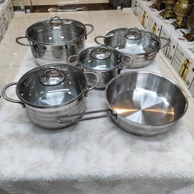 خرید و قیمت جدید قابلمه استیل 9پارچه کف چدن (دِستی لوکس)